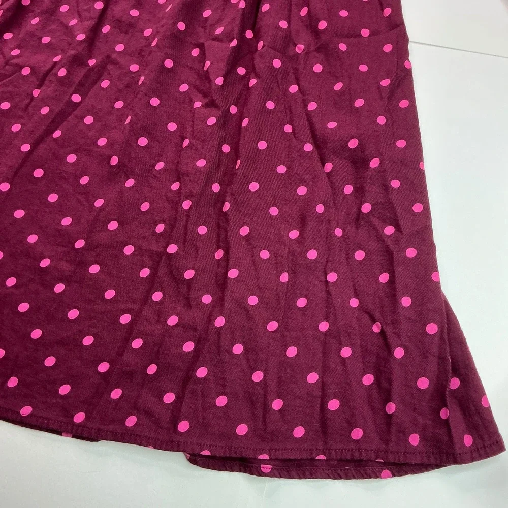 Old Navy Wine Pink Polka Dot Dress Girls Size L 10-12 Empire Waist Ruffle Cuff